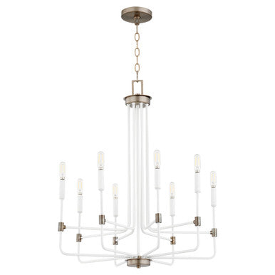 Quorum Davies Chandelier in Studio White w/ Dark Brass 633-8-0881