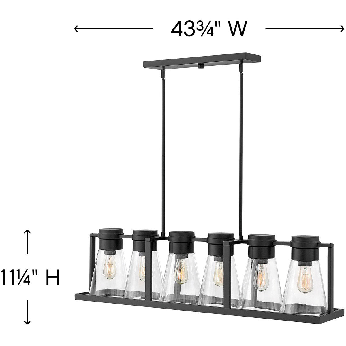 Hinkley Lighting Refinery Six Light Linear Black with Clear glass Clear Seedy Glass 63306BK-CL