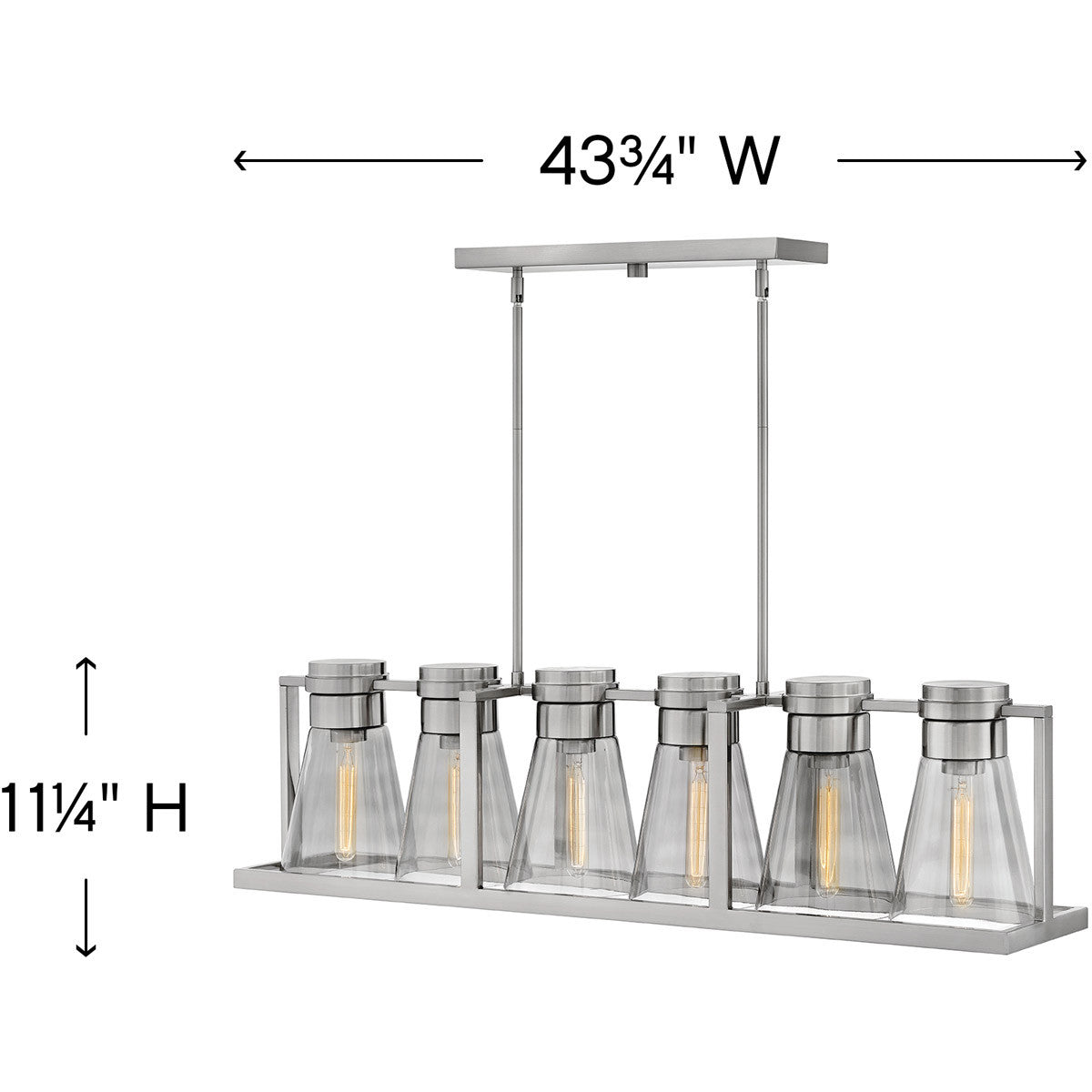 Hinkley Lighting Refinery Six Light Linear Brushed Nickel with Smoked glass 63306BN-SM