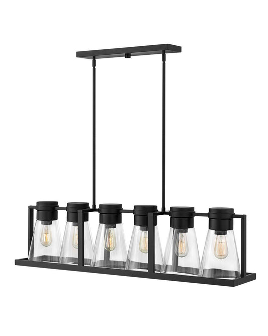 Hinkley Lighting Refinery Six Light Linear Black with Clear glass Clear Seedy Glass 63306BK-CL