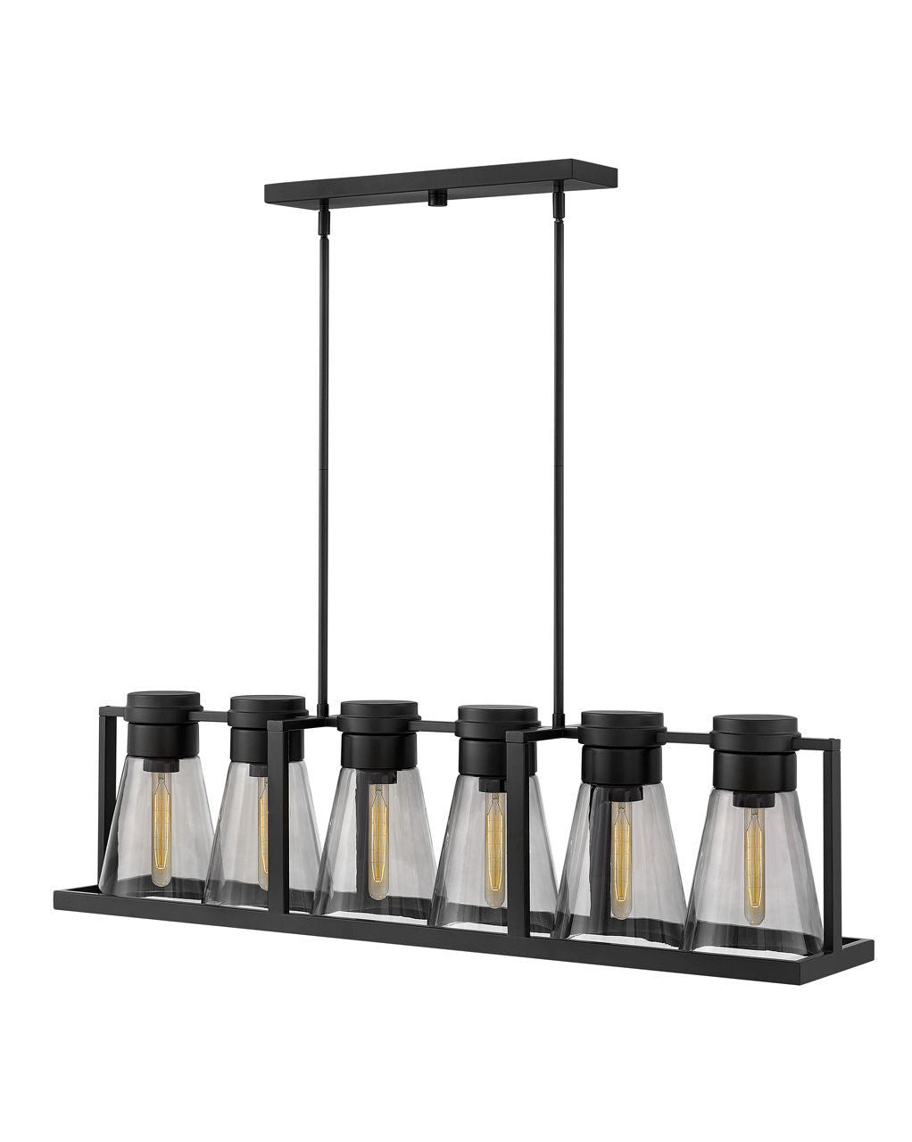 Hinkley Lighting Refinery Six Light Linear Black with Smoked glass 63306BK-SM