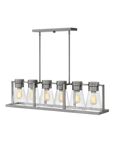 Hinkley Lighting Refinery Six Light Linear Brushed Nickel with Clear glass Clear Seedy Glass 63306BN-CL