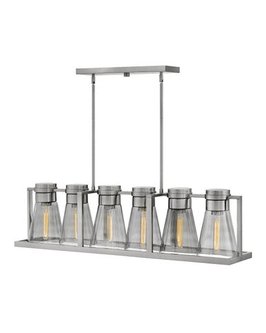 Hinkley Lighting Refinery Six Light Linear Brushed Nickel with Smoked glass 63306BN-SM