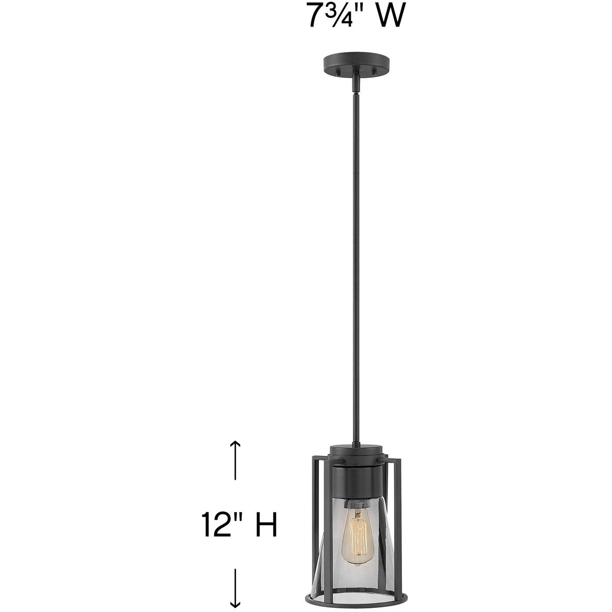 Hinkley Lighting Refinery Small Pendant Black with Smoked glass 63307BK-SM