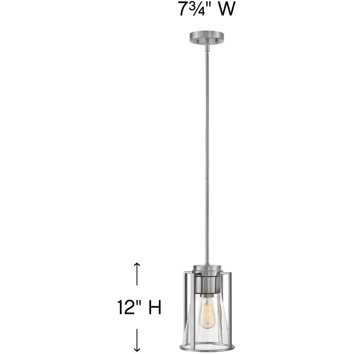 Hinkley Lighting Refinery Small Pendant Brushed Nickel with Clear glass Clear Seedy Glass 63307BN-CL