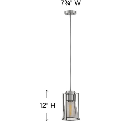 Hinkley Lighting Refinery Small Pendant Brushed Nickel with Smoked glass 63307BN-SM