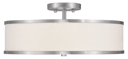 Livex Lighting Park Ridge Collection 3 Light Brushed Nickel Ceiling Mount in Brushed Nickel 6352-91