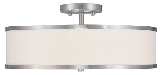 Livex Lighting Park Ridge Collection 3 Light Brushed Nickel Ceiling Mount in Brushed Nickel 6352-91