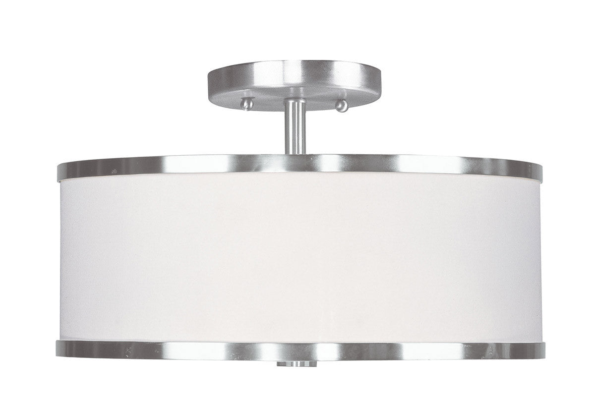 Livex Lighting Park Ridge Collection 2 Light Brushed Nickel Ceiling Mount in Brushed Nickel 6367-91