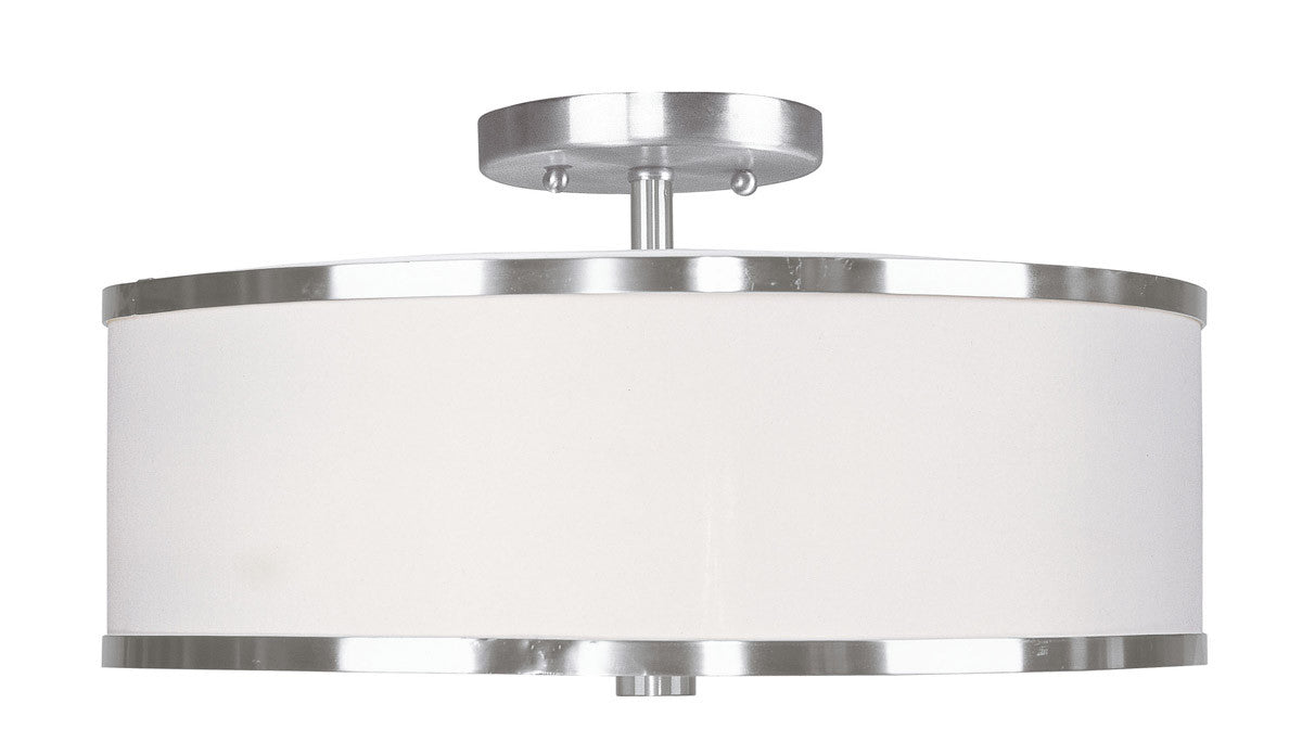 Livex Lighting Park Ridge Collection 3 Light Brushed Nickel Ceiling Mount in Brushed Nickel 6368-91