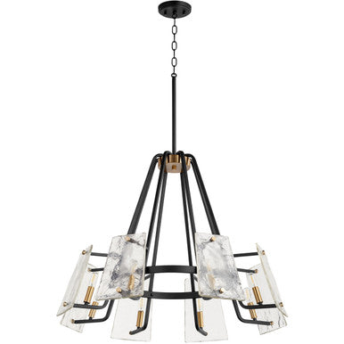 Quorum Tioga Chandelier in Noir with Aged Brass 637-8-69