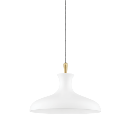 Mitzi 1 Light Pendant in Aged Brass/Soft Off White H421701S-AGB/WH