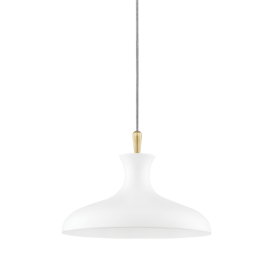 Mitzi 1 Light Pendant in Aged Brass/Soft Off White H421701S-AGB/WH