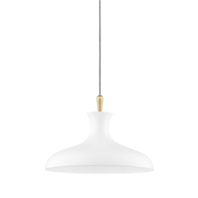 Mitzi 1 Light Pendant in Aged Brass/Soft Off White H421701S-AGB/WH