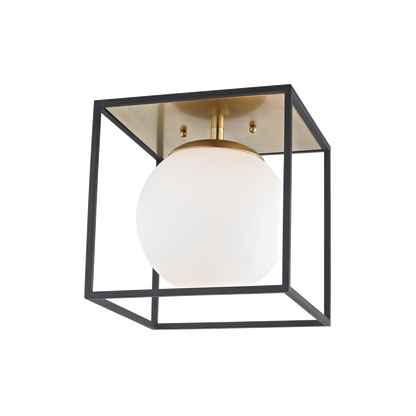 Mitzi 1 Light Flush Mount in Aged Brass/Black H141501S-AGB/BK