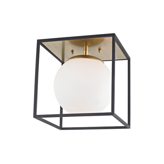 Mitzi 1 Light Flush Mount in Aged Brass/Black H141501S-AGB/BK