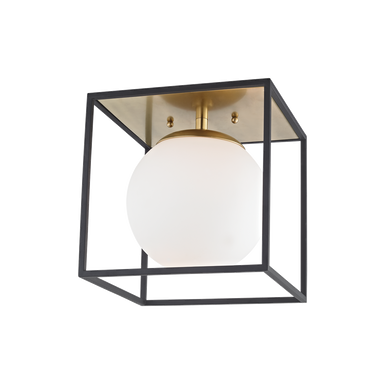 Mitzi 1 Light Flush Mount in Aged Brass/Black H141501S-AGB/BK