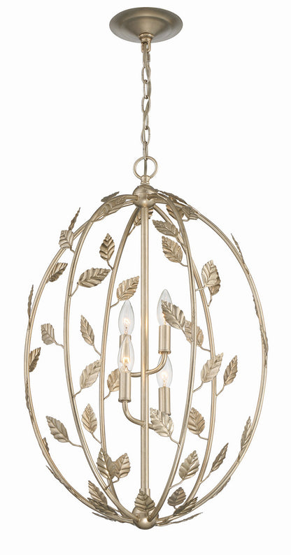 Lumanity Lighting Avon 4-Light Statement Oval Chandelier in Champagne Silver Leaf  L090-0027