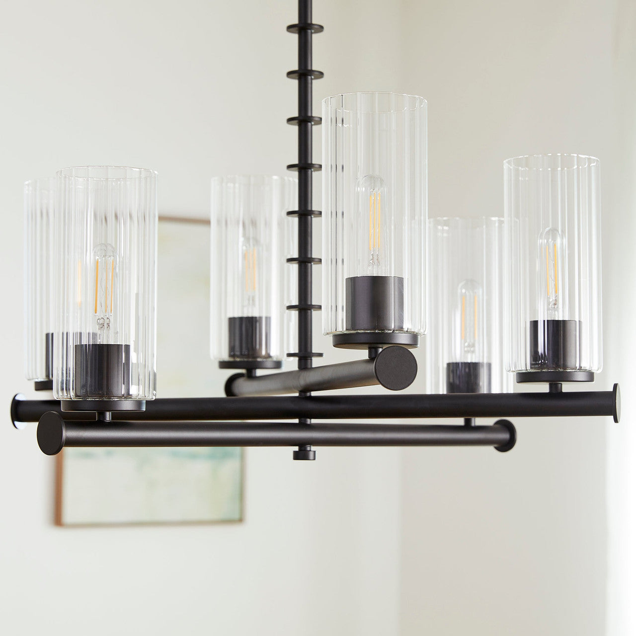 Quorum  Juniper 6 Light Chandlier - Matte Black 641-6-59