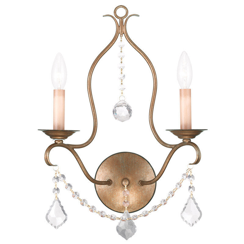 Livex Lighting Chesterfield Collection 2 Light Antique Gold Leaf Wall Sconce in Antique Gold Leaf 6422-48