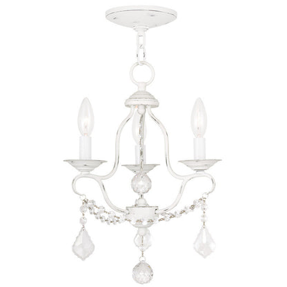 Livex Lighting Chesterfield Collection 3 Light Antique White Mini Chandelier in Antique White 6423-60