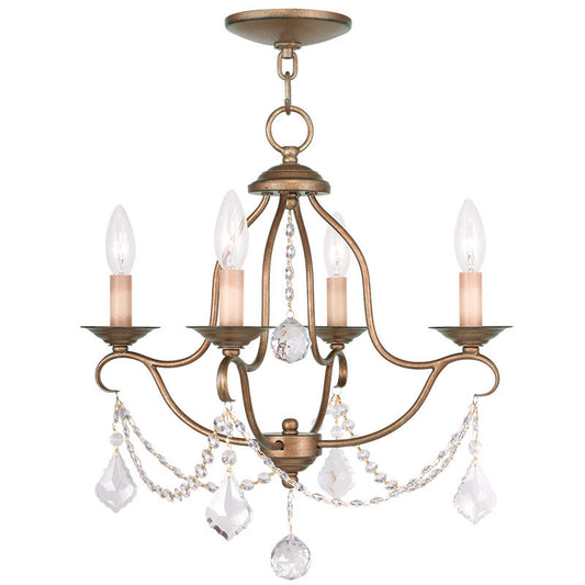 Livex Lighting Chesterfield Collection 4 Light AGL Mini Chandelier in Antique Gold Leaf 6424-48