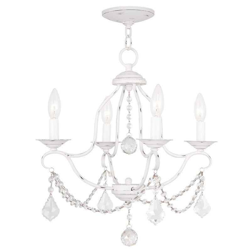 Livex Lighting Chesterfield Collection 4 Light Antique White Mini Chandelier in Antique White 6424-60