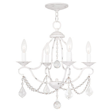 Livex Lighting Chesterfield Collection 4 Light Antique White Mini Chandelier in Antique White 6424-60