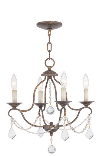 Livex Lighting Chesterfield Collection 4 Light VBR Mini Chandelier in Hand Applied Venetian Golden Bronze 6424-71