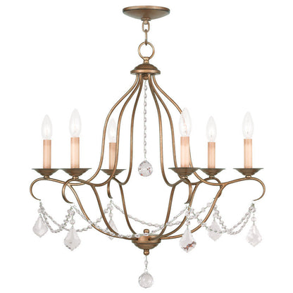 Livex Lighting Chesterfield Collection 6 Light Antique Gold Leaf Chandelier in Antique Gold Leaf 6426-48