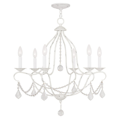 Livex Lighting Chesterfield Collection 6 Light Antique White Chandelier in Antique White 6426-60