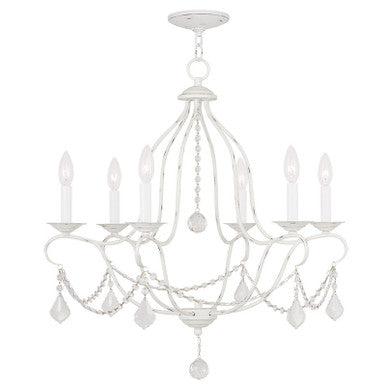 Livex Lighting Chesterfield Collection 6 Light Antique White Chandelier in Antique White 6426-60