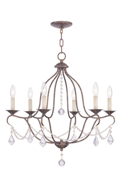 Livex Lighting Chesterfield Collection 6 Light VBR Chandelier in Hand Applied Venetian Golden Bronze 6426-71