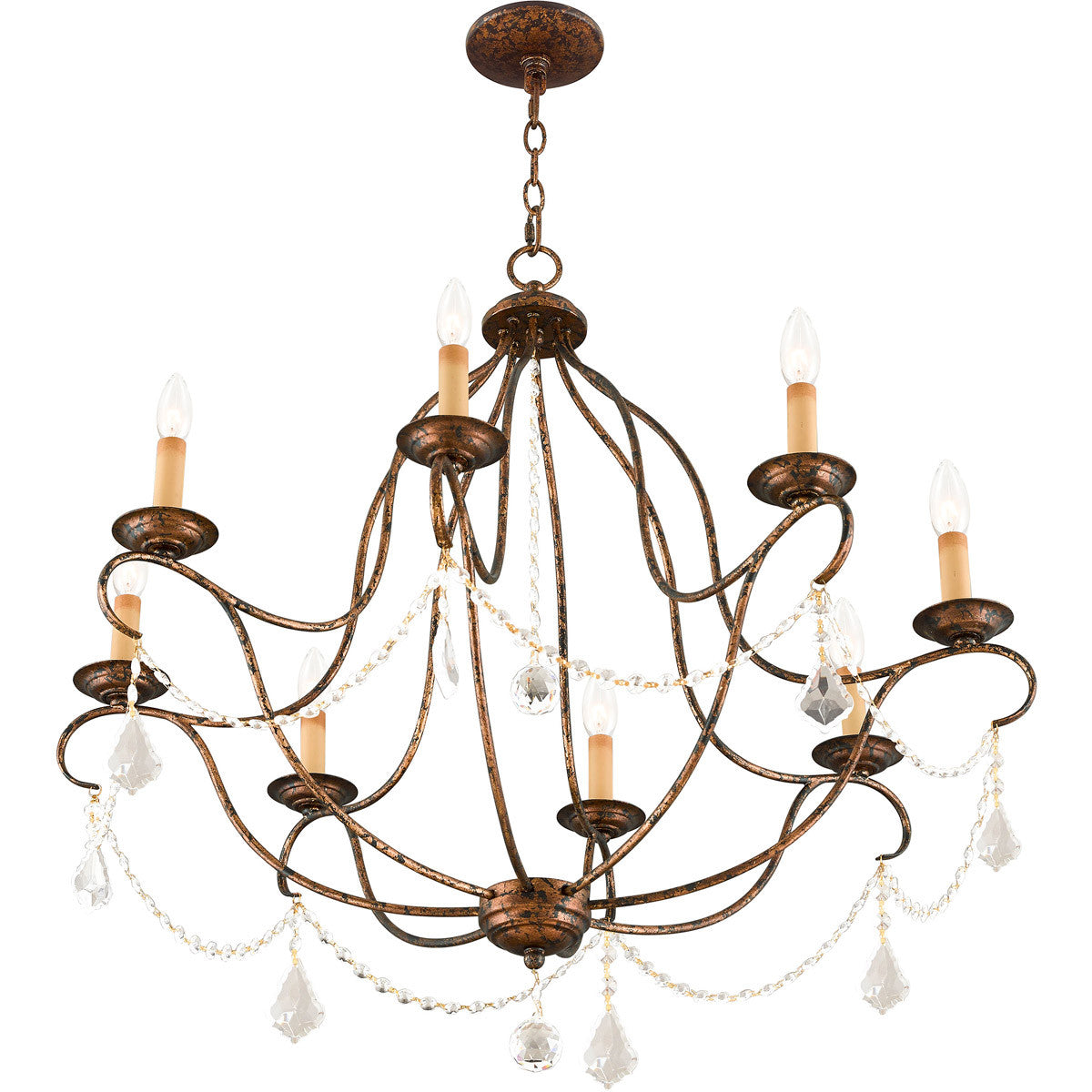 Livex Lighting Chesterfield Collection 8 Light VBR Chandelier in Hand Applied Venetian Golden Bronze 6428-71