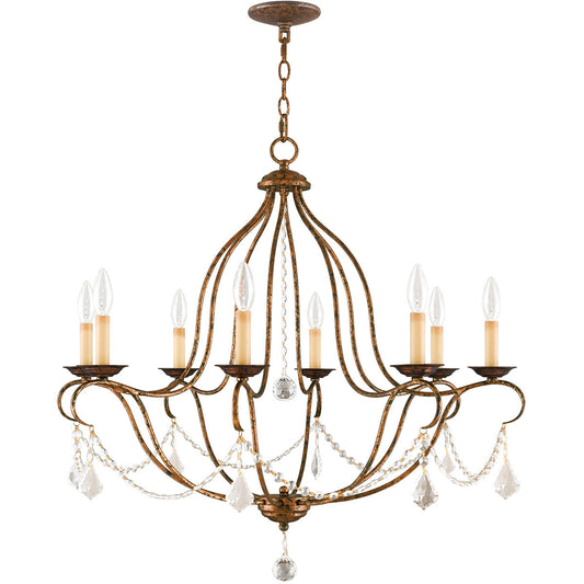 Livex Lighting Chesterfield Collection 8 Light VBR Chandelier in Hand Applied Venetian Golden Bronze 6428-71