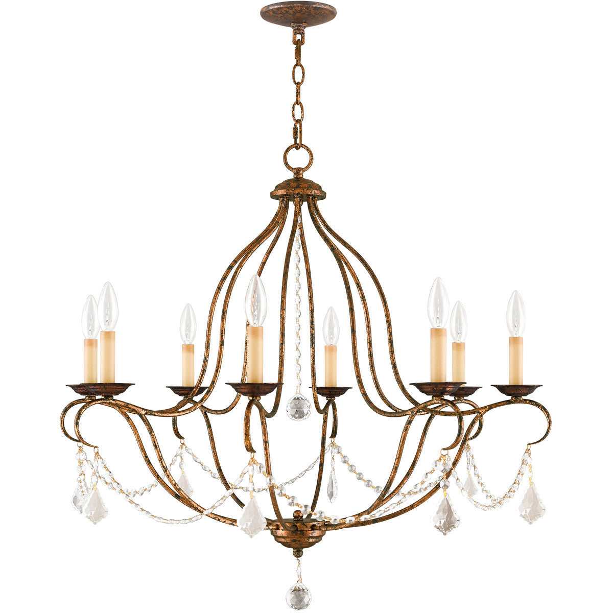 Livex Lighting Chesterfield Collection 8 Light VBR Chandelier in Hand Applied Venetian Golden Bronze 6428-71