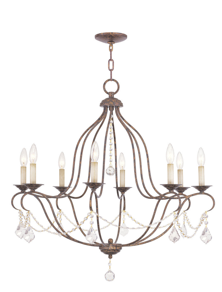 Livex Lighting Chesterfield Collection 8 Light VBR Chandelier in Hand Applied Venetian Golden Bronze 6428-71