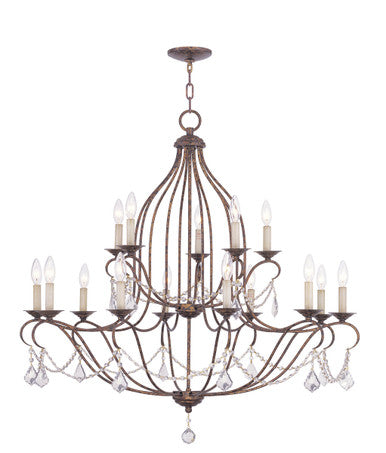 Livex Lighting Chesterfield Collection 15 Light VBR Chandelier in Hand Applied Venetian Golden Bronze 6429-71