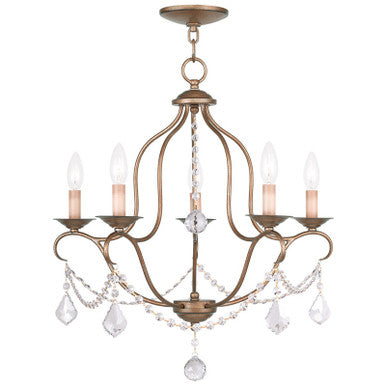 Livex Lighting Chesterfield Collection 5 Light Antique Gold Leaf Chandelier in Antique Gold Leaf 6435-48