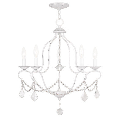 Livex Lighting Chesterfield Collection 5 Light Antique White Chandelier in Antique White 6435-60