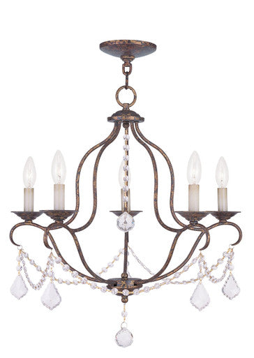 Livex Lighting Chesterfield Collection 5 Light VBR Chandelier in Hand Applied Venetian Golden Bronze 6435-71