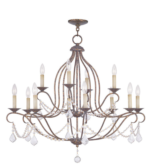 Livex Lighting Chesterfield Collection 12 Light VBR Chandelier in Hand Applied Venetian Golden Bronze 6438-71