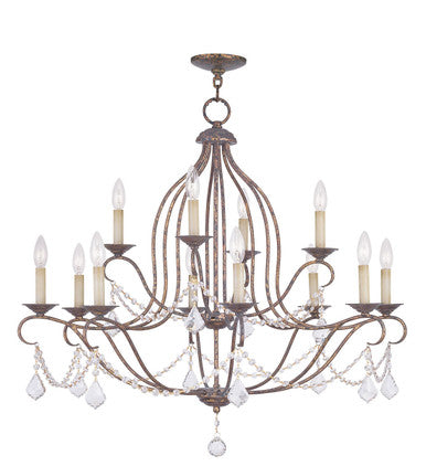 Livex Lighting Chesterfield Collection 12 Light VBR Chandelier in Hand Applied Venetian Golden Bronze 6438-71