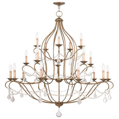 Livex Lighting Chesterfield Collection 20 Light Antique Gold Leaf Chandelier in Antique Gold Leaf 6439-48