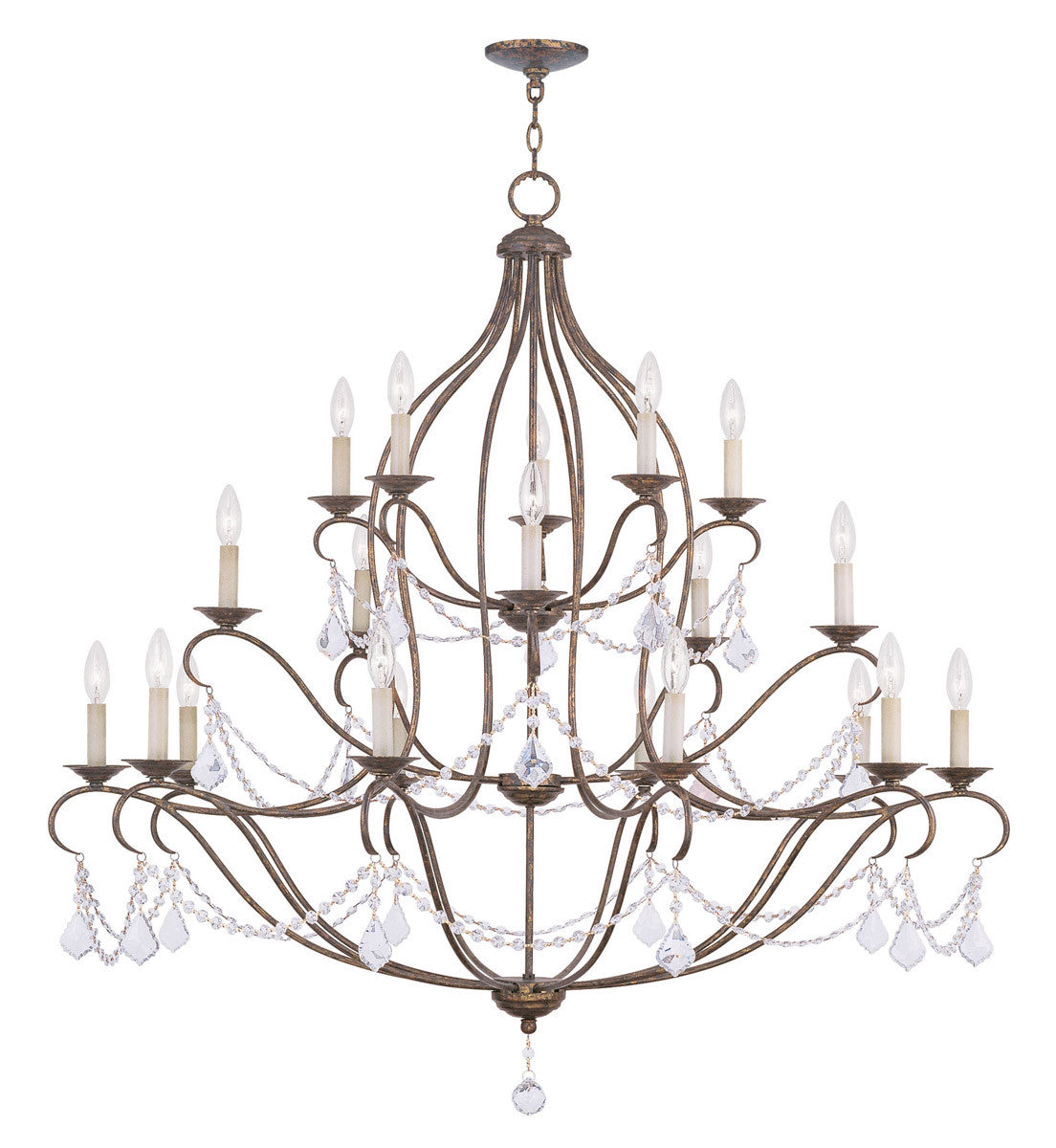 Livex Lighting Chesterfield Collection 20 Light VBR Chandelier in Hand Applied Venetian Golden Bronze 6439-71