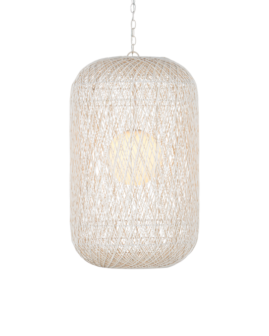 Currey & Co Cocoon Large Pendant in Cream/Vanilla/White 9000-1210