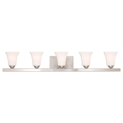 Livex Lighting Ridgedale Collection 5 Light Brushed Nickel Bath Vanity in Brushed Nickel 6485-91