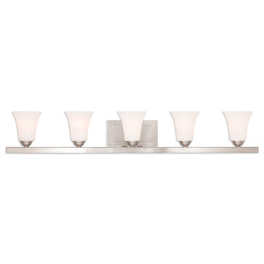 Livex Lighting Ridgedale Collection 5 Light Brushed Nickel Bath Vanity in Brushed Nickel 6485-91