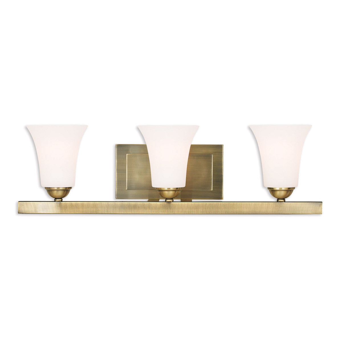 Livex Lighting Ridgedale Collection 3 Light Antique Brass Bath Vanity in Antique Brass 6493-01