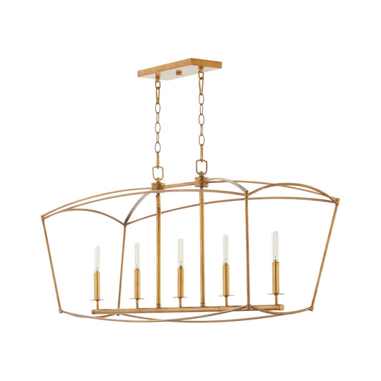 Quorum  Mantle 5 Light Linear - Gold Leaf 6512-5-74